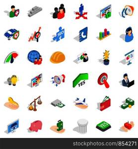 Solution icons set. Isometric style of 36 solution vector icons for web isolated on white background. Solution icons set, isometric style