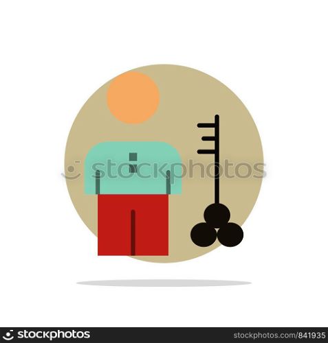 Solution, Key, Lock, Man, Person, Provider, Security Abstract Circle Background Flat color Icon