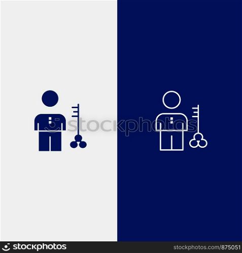 Solution, Key, Lock, Man, Person, Provider, Security Line and Glyph Solid icon Blue banner Line and Glyph Solid icon Blue banner