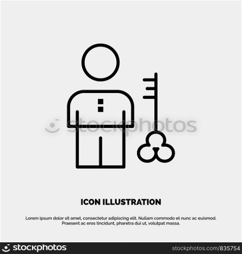 Solution, Key, Lock, Man, Person, Provider, Security Line Icon Vector