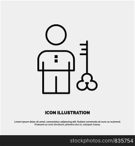 Solution, Key, Lock, Man, Person, Provider, Security Line Icon Vector