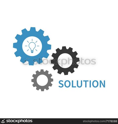 Solution or idea concept. Business conception idea or solution. Blue gear wheels with light bulb. Eps10. Solution or idea concept. Business conception idea or solution. Blue gear wheels with light bulb