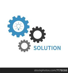 Solution or idea concept. Business conception idea or solution. Blue gear wheels with light bulb. Eps10. Solution or idea concept. Business conception idea or solution. Blue gear wheels with light bulb