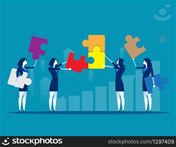 Solutions. Business team and partner working together. Concept business business vector illustration, Flat business cartoon design, Achievement, presentation.