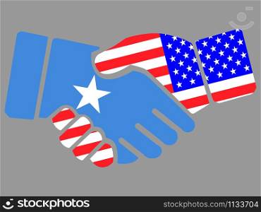 Somalia and USA flags Handshake vector illustration Eps 10. Somalia and USA flags Handshake vector