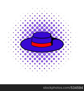Sombrero hat icon in comics style on a white background. Sombrero hat icon, comics style