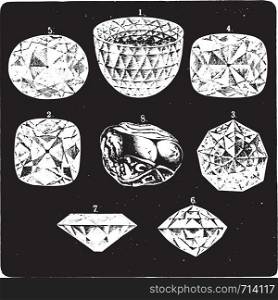 Some famous diamonds, vintage engraved illustration. La Vie dans la nature, 1890.