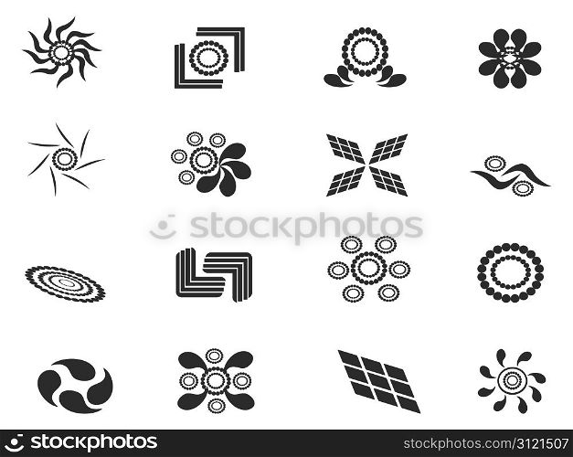 some stylish black abstract pattern icons isolated from white background