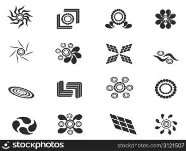 some stylish black abstract pattern icons isolated from white background