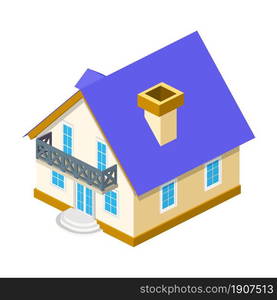 sometric 3d House icon. Townhouse. Village house for real estate banner. For infographics and design games. Construction. Vector illustration in flat style.. sometric 3d House icon.