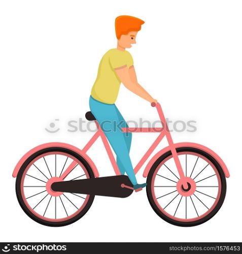 Son ride bike icon. Cartoon of son ride bike vector icon for web design isolated on white background. Son ride bike icon, cartoon style