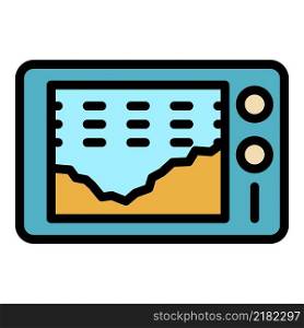 Sonar catch fish icon. Outline sonar catch fish vector icon color flat isolated. Sonar catch fish icon color outline vector