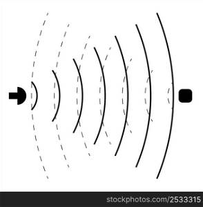 Sonar Signal Wave Icon, Sound Navigation Ranging Vector Art Illustration