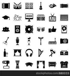 Song icons set. Simple style of 36 song vector icons for web isolated on white background. Song icons set, simple style