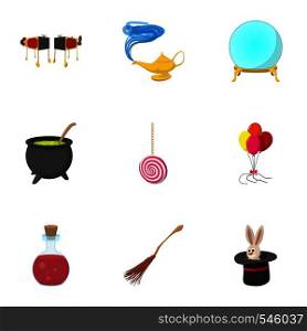 Sorcery icons set. Cartoon illustration of 9 sorcery vector icons for web. Sorcery icons set, cartoon style