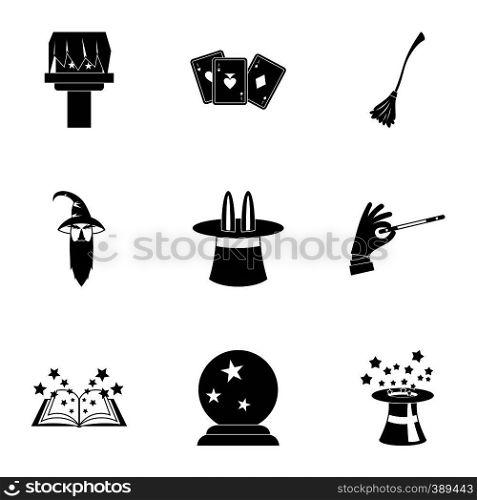 Sorcery icons set. Simple illustration of 9 sorcery vector icons for web. Sorcery icons set, simple style