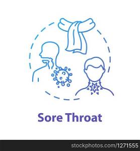 Sore throat concept icon. Influenza sign. Respiratory illness. Contagious disease. Allergy symptom. Flu infection idea thin line illustration. Vector isolated outline RGB color drawing
