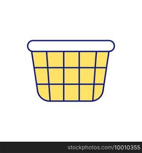 Sorting clothes for repairing and disposal yellow RGB color icon. Baskets and containers for things. Decluttering and tidying. Freeing up storage space. Isolated vector illustration. Sorting clothes for repairing and disposal yellow RGB color icon