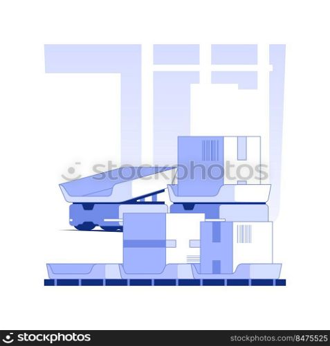 Sorting robots isolated concept vector illustration. Mobile robots sorting goods at the factory, wholesale and warehousing business, foreign trade, unit load, products assembly vector concept.. Sorting robots isolated concept vector illustration.