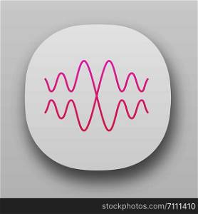 Sound, audio wave app icon. UI/UX user interface. Vibration, noise amplitude. Music rhythm frequency. Radio signal, voice recording logo. Web or mobile applications. Vector isolated illustration