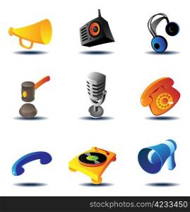 Sound device icons. Vector illustration.