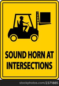 Sound Horn At Intersections Label Sign On White Background