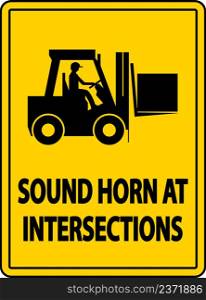 Sound Horn At Intersections Label Sign On White Background