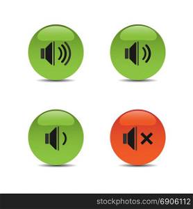 Sound icons on colored buttons and white background