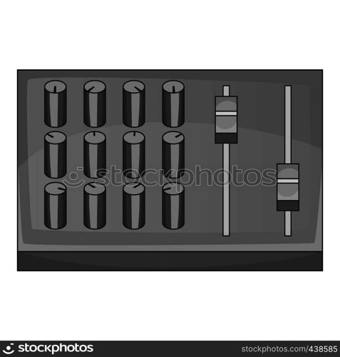 Sound mixer pult icon in monochrome style isolated on white background vector illustration. Sound mixer pult icon monochrome