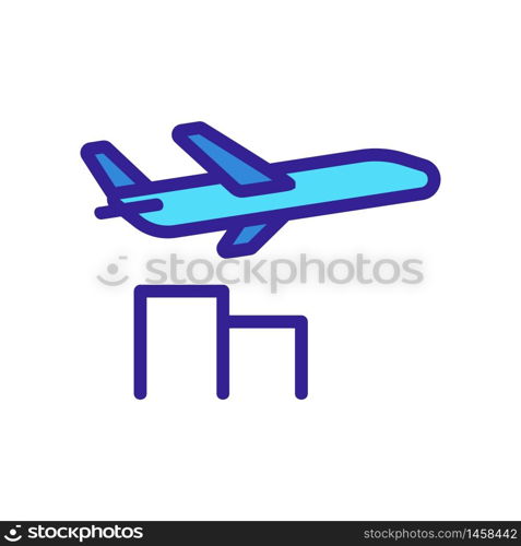 sound of airplane flying past houses icon vector. sound of airplane flying past houses sign. color symbol illustration. sound of airplane flying past houses icon vector outline illustration