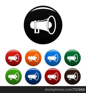 Sound of megaphone icon. Simple illustration of sound of megaphone vector icons set color isolated on white. Sound of megaphone icons set color vector