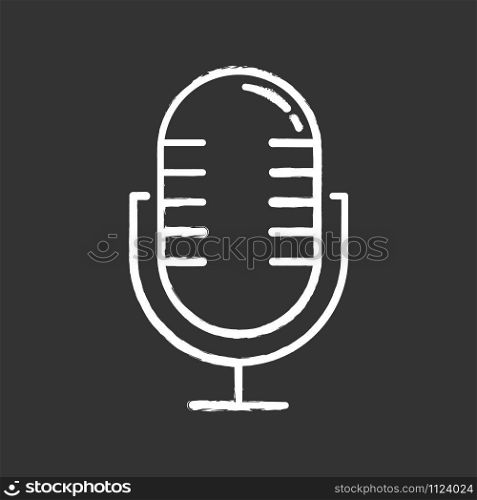 Sound recorder chalk icon. Professional music microphone idea. Musical record equipment. Portable studio audio mic. Modern wireless recording device. Isolated vector chalkboard illustration
