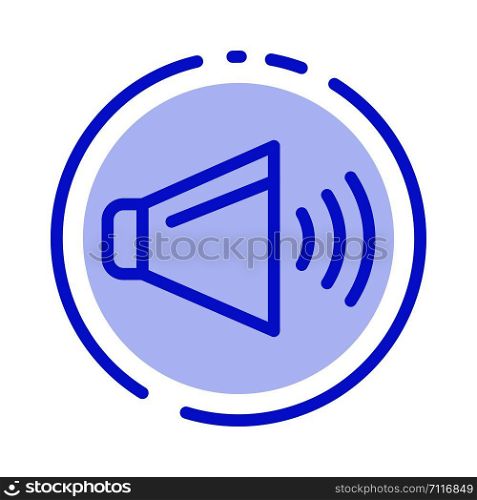 Sound, Speaker, Volume, On Blue Dotted Line Line Icon