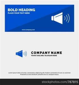 Sound, Speaker, Volume, On SOlid Icon Website Banner and Business Logo Template