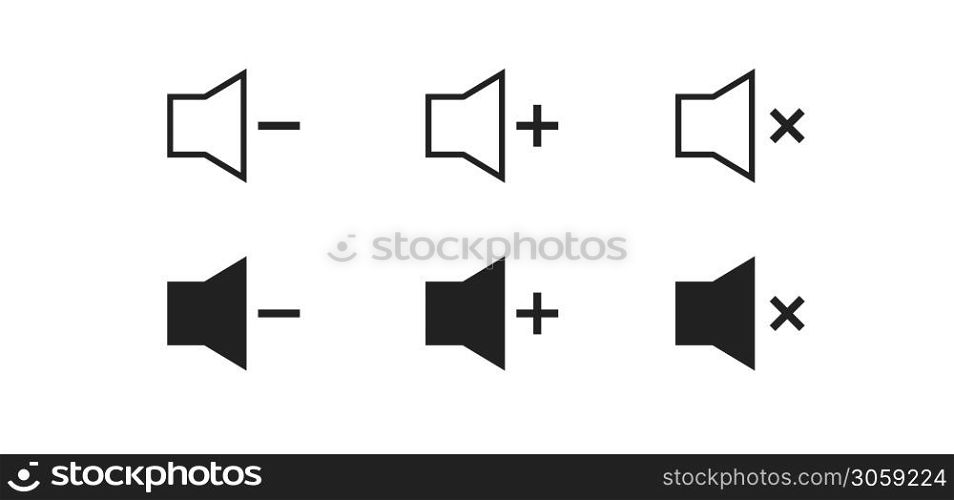 Sound volume set icon. Audio button isolated vector illustration for web and app design.