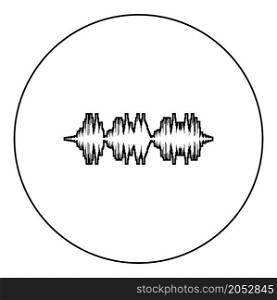Sound wave audio digital equalizer technology oscillating music icon in circle round black color vector illustration image outline contour line thin style simple. Sound wave audio digital equalizer technology oscillating music icon in circle round black color vector illustration image outline contour line thin style