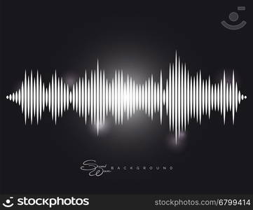 Sound wave background with shining elements. Monochromic sound wave background with shining elements vector illustration