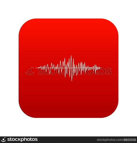 Sound wave icon digital red for any design isolated on white vector illustration. Sound wave icon digital red