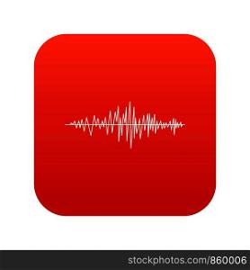 Sound wave icon digital red for any design isolated on white vector illustration. Sound wave icon digital red