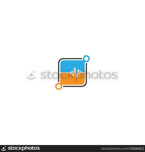 Sound wave icon logo, square concept design vector illustration