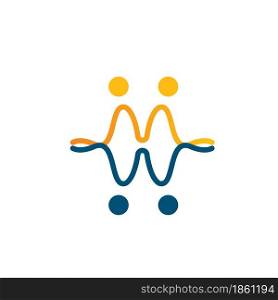 sound wave,pulse line,equaizer and sound effect or mw letter people concept design vector icon template
