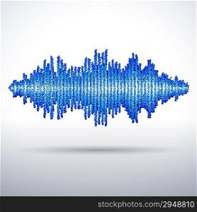 Sound waveform made of chaotic blue balls