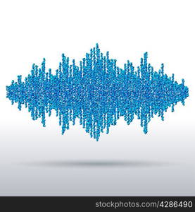 Sound waveform made of chaotic blue balls