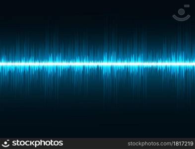 Sound waves dark blue light. Abstract technology background. Vector illustration