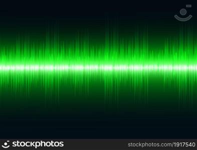 Sound waves dark green light. Abstract technology background. Vector illustration
