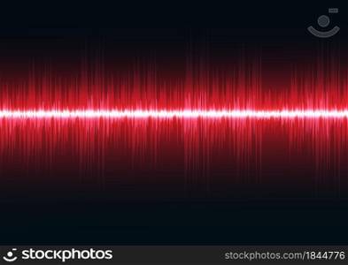Sound waves dark red light. Abstract technology background. Vector illustration