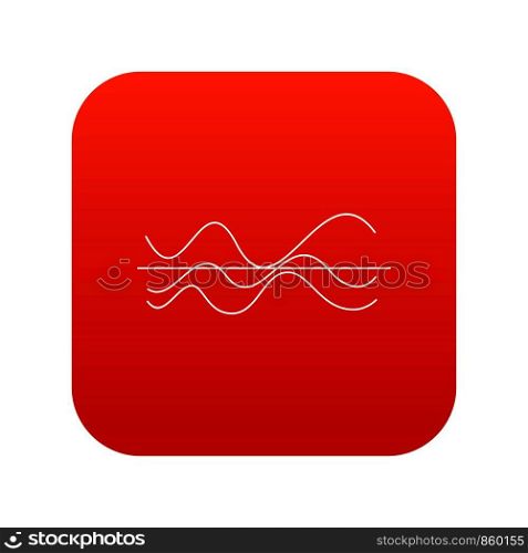 Sound waves icon digital red for any design isolated on white vector illustration. Sound waves icon digital red