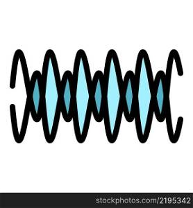 Sound waves icon. Outline sound waves vector icon color flat isolated. Sound waves icon color outline vector