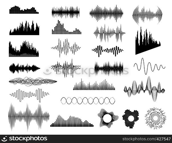 Sound waves set on white for any design. Sound waves set