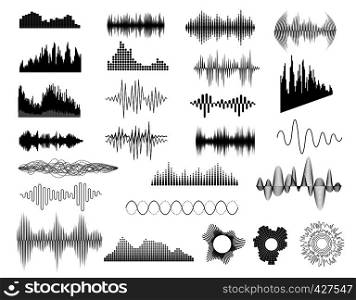 Sound waves set on white for any design. Sound waves set